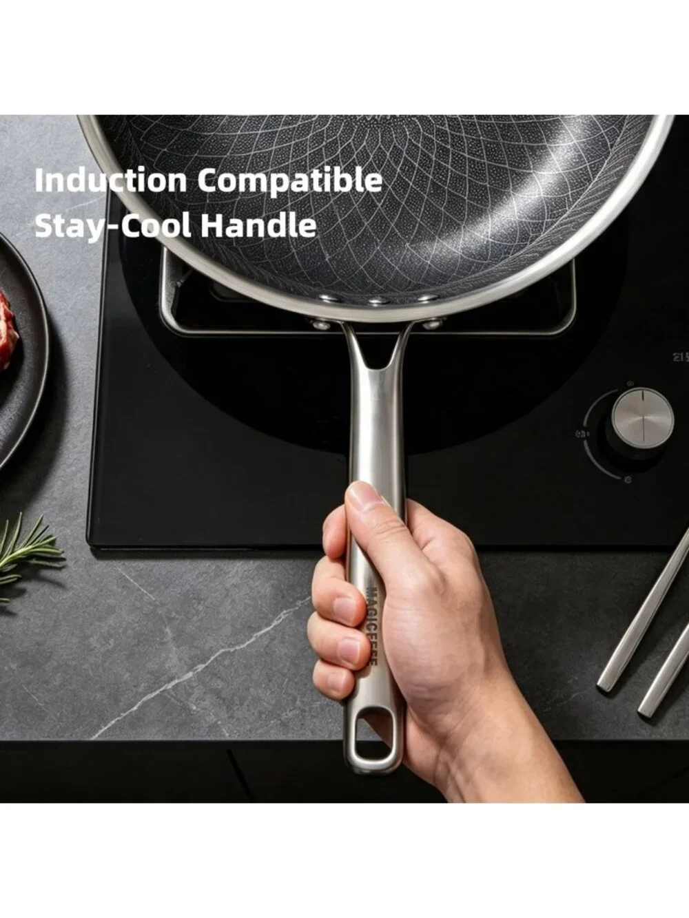 3-Piece Nonstick Honeycomb Skillet Set with Glass Lids, Stay-Cool Handles, Oven